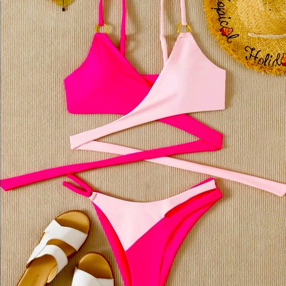 double shaded pink unique bathing suit